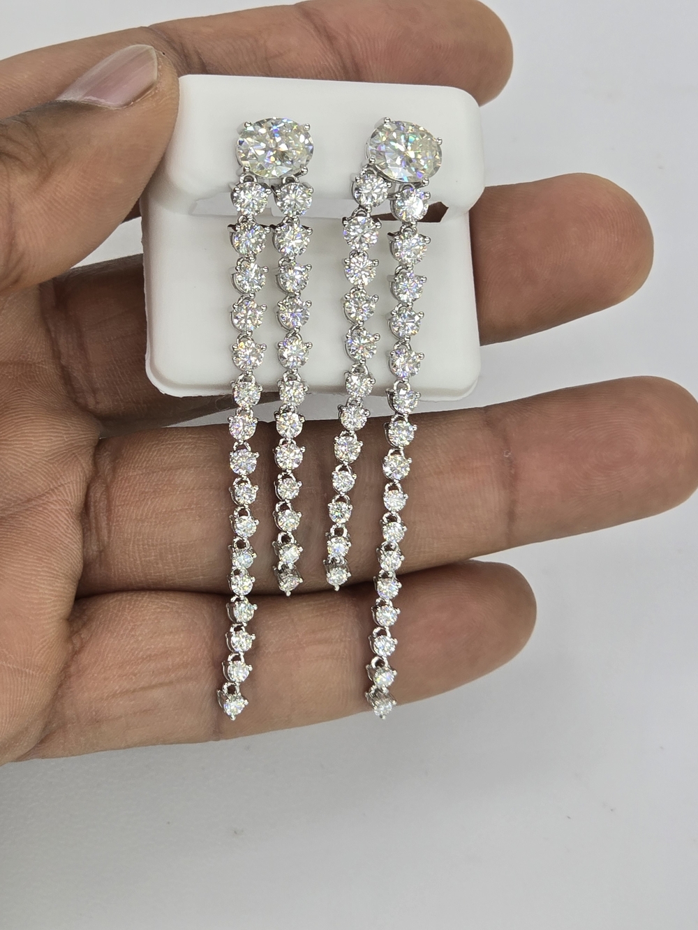 925 Sterling Silver Moissanite Diamond Hanging Earring